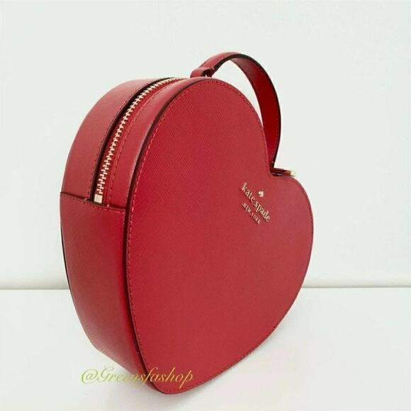 NWT Kate Spade Love Shack Heart Crossbody Purse Leather Candied Cherry Red - Picture 4 of 12